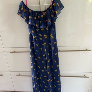 Betsey Johnson Blue Dress with Yellow Floral Design